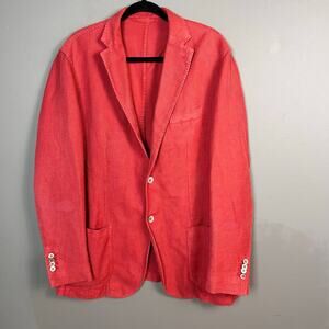 Boggi Milano blazer men's size  50 R cotton linen unstructured Hopsack Red